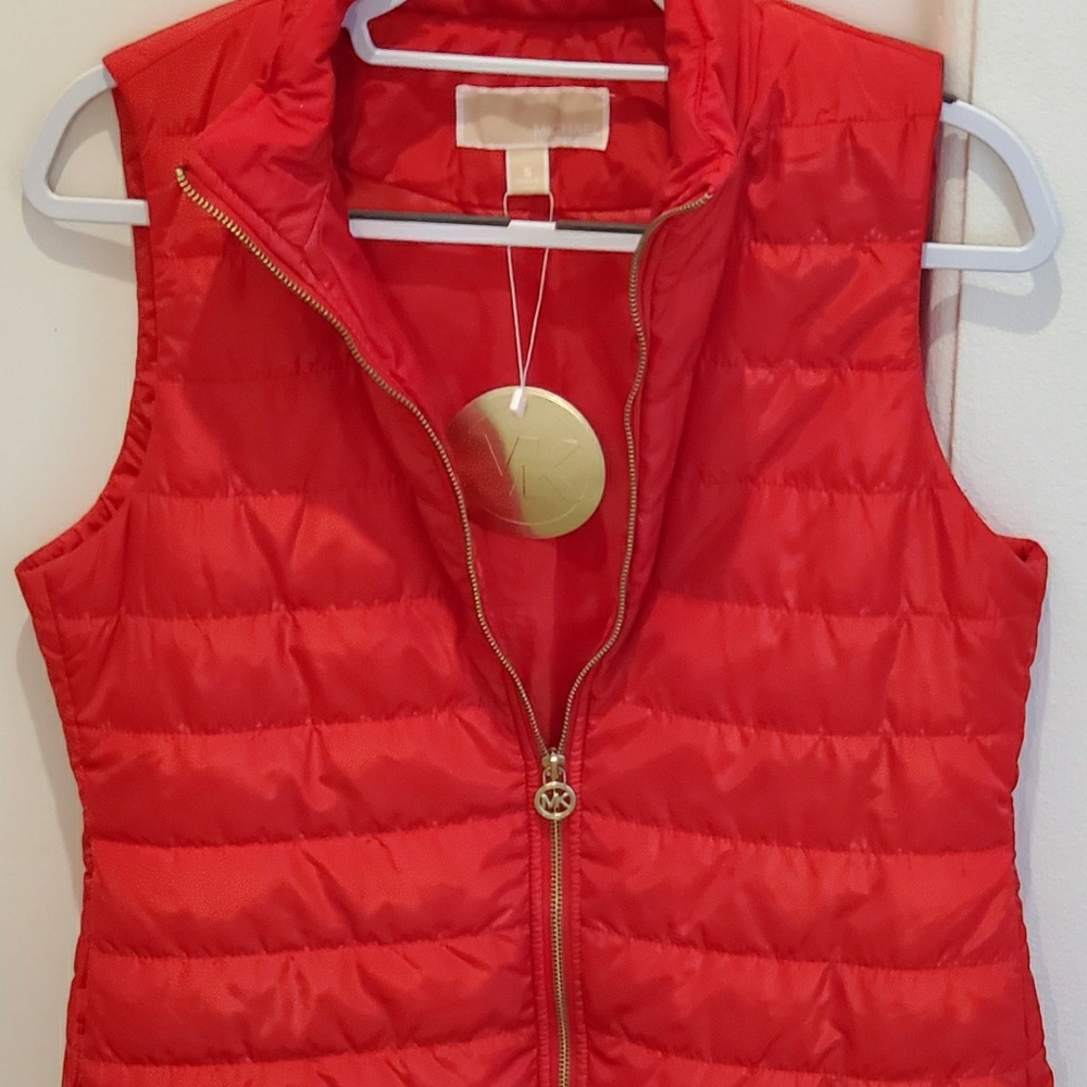 Michael Kors Red Puffer Vest Small